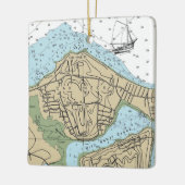 Oak Neck NY Nautische Grafiek Kerstmis Keramisch Ornament (Links)