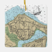 Oak Neck NY Nautische Grafiek Kerstmis Keramisch Ornament (Voorkant)