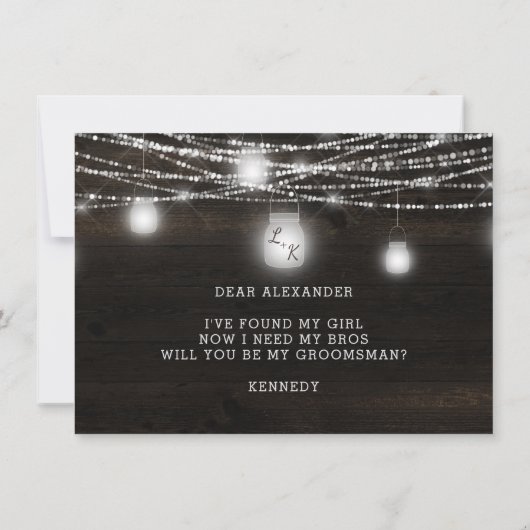 Oak Ridge Rustic be be My Groomsman proposal Kaart (Achterkant)