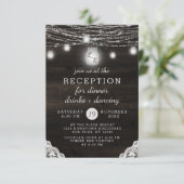 Oak Ridge Rustic Hout & Kanten Trouwreceptie Kaart (Staand voorkant)