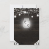 Oak Ridge Rustic Hout & Kanten Trouwreceptie Kaart (Achterkant)