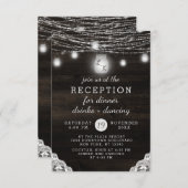 Oak Ridge Rustic Hout & Kanten Trouwreceptie Kaart (Voorkant / Achterkant)