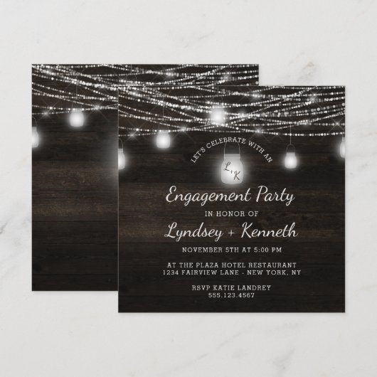 Oak Ridge Rustic Laten we verlovingsfeest vieren Kaart (Voorkant / Achterkant)