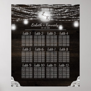 Oak Ridge Rustic Wood Wedding Table Seating Chart Poster