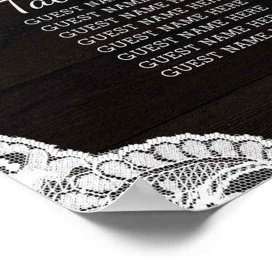 Oak Ridge Rustic Wood Wedding Table Seating Chart Poster (Hoek)