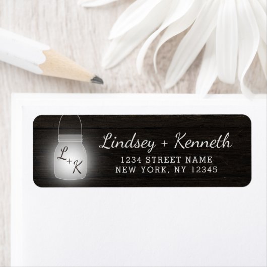 Oak Ridge Rustiek Donker Hout Bruiloft Retouradres Etiket (Insitu)
