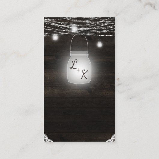 Oak Ridge Rustiek Donker Hout & Kant Bruiloft Deta Informatiekaartje (Achterkant)