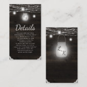 Oak Ridge Rustiek Donker Hout & Kant Bruiloft Deta Informatiekaartje (Voorkant / Achterkant)