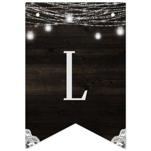 Oak Ridge Rustiek Donker Hout Liefde is Zoete Brui Vlaggetjes (Tweede vlag)