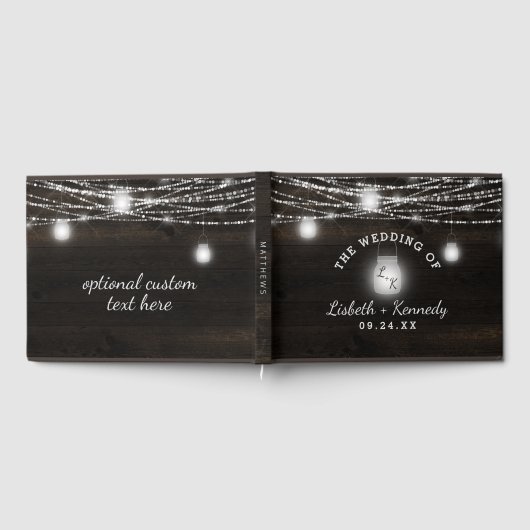 Oak Ridge Rustiek Donker Hout & Mason Jars Bruilof Gastenboek (Volledig)