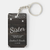 Oak Ridge Rustiek Donker Hout Naar De Zuster Quote Sleutelhanger (achterkant)
