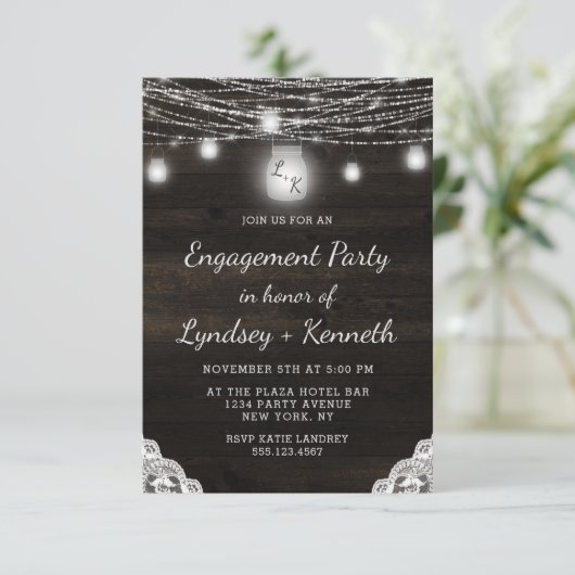 Oak Ridge Rustiek Donkerbruin Hout Verlovingsfeest Kaart (Staand voorkant)