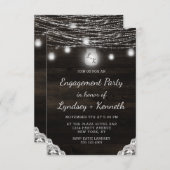 Oak Ridge Rustiek Donkerbruin Hout Verlovingsfeest Kaart (Voorkant / Achterkant)