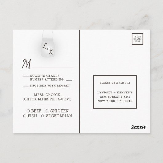 Oak Ridge Rustiek Hout Bruiloft Maaltijd Keuze RSV Briefkaart (Achterkant)