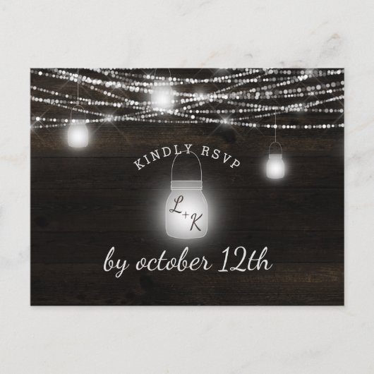 Oak Ridge Rustiek Hout Bruiloft Maaltijd Keuze RSV Briefkaart (Voorkant)