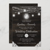 Oak Ridge Rustiek Hout & Mason Jar Monogram Bruilo Kaart (Voorkant / Achterkant)