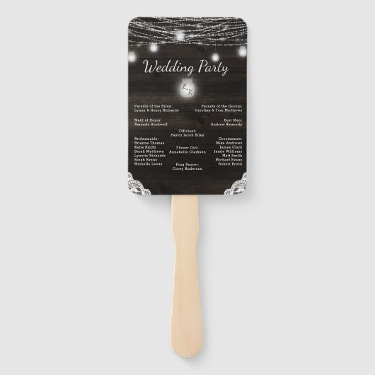 Oak Ridge Rustiek Hout Trouwceremonie Programma Handwaaier (Achterkant)