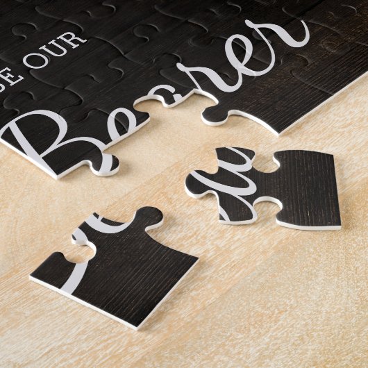 Oak Ridge rustiek hout zijn onze ring drager voors Legpuzzel (Zijkant)