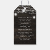 Oak Ridge Rustieke Donker Hout Bruids Display Douc Cadeaulabel (Achterkant)