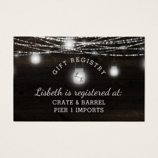 Oak Ridge Rustieke Douche Gift Registry Insert Kaa Visitekaartje (Voorkant)