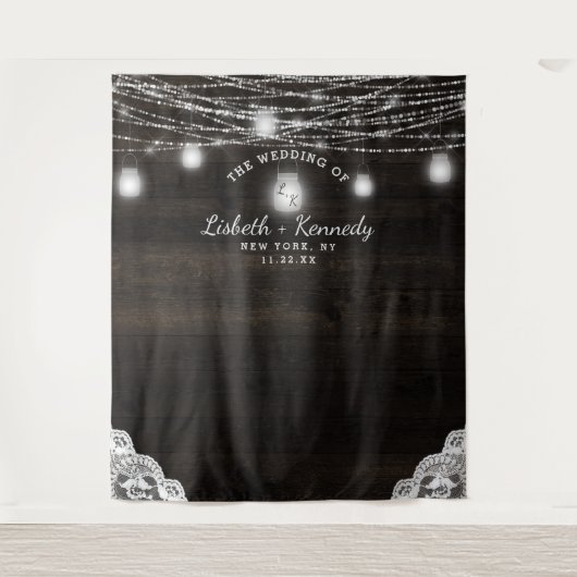 Oak Ridge Rustieke Houten Bruiloft Fotocabine Acht Wandkleed (Voorkant)