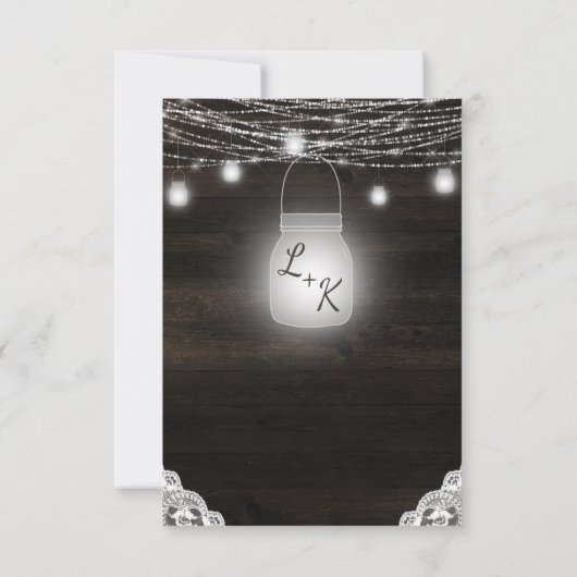 Oak Ridge Rustieke Houten Huwelijksrepetitie Diner Kaart (Achterkant)