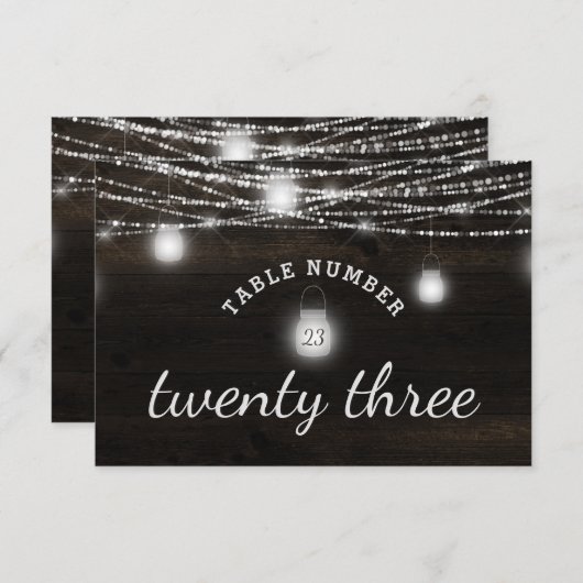 Oak Ridge Rustieke Mason Jars Bruiloft Tafel Numme Kaart (Voorkant / Achterkant)
