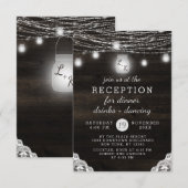 Oak Ridge Rustische Houten & Kanten Trouwreceptie Kaart (Voorkant / Achterkant)