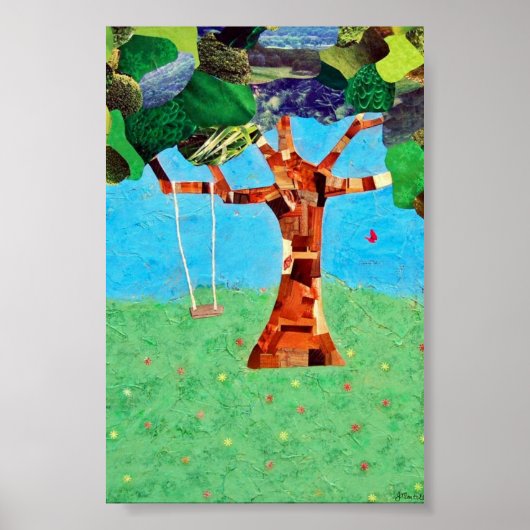 Oak-structuur met naaiwerk poster (Voorkant)