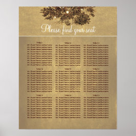Oak Tree Branches Wedding Seating Chart Poster