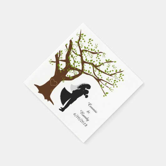 Oak Tree Bride en Groom Napkin Servetten (Hoek)