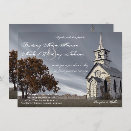 Oak Tree Country Church Weddenschap Kaart (Voorkant / Achterkant)