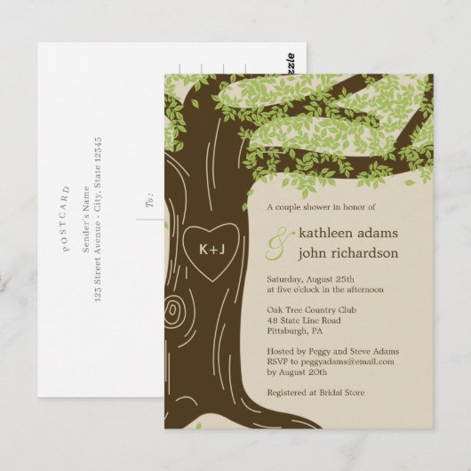 Oak Tree Couple Douche Uitnodiging (Voorkant / Achterkant)