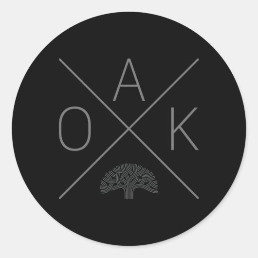 Oak Tree Cross Grey Oakland Californië Ronde Sticker (Voorkant)