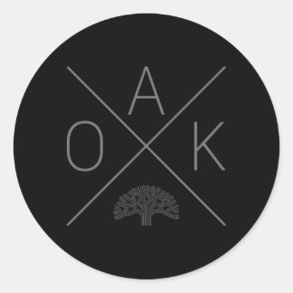 Oak Tree Cross Grey Oakland Californië Ronde Sticker