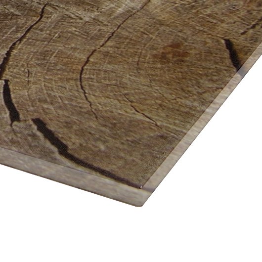 Oak Tree Cross Section Glass Choping Board Snijplank (Hoek)