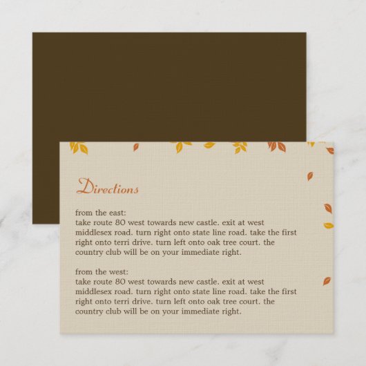 Oak Tree Directions Card Informatiekaartje (Voorkant / Achterkant)