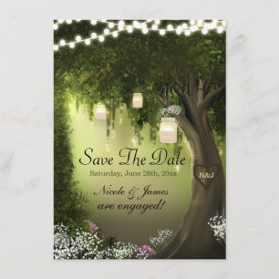 Oak Tree Enchanted Forest Garden Bewaar de datum Save The Date