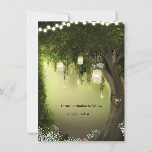 Oak Tree Enchanted Forest Garden Bewaar de datum Save The Date (Achterkant)