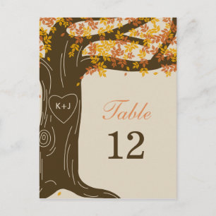 Oak Tree Fall Trouwtafel Nummer Kaart