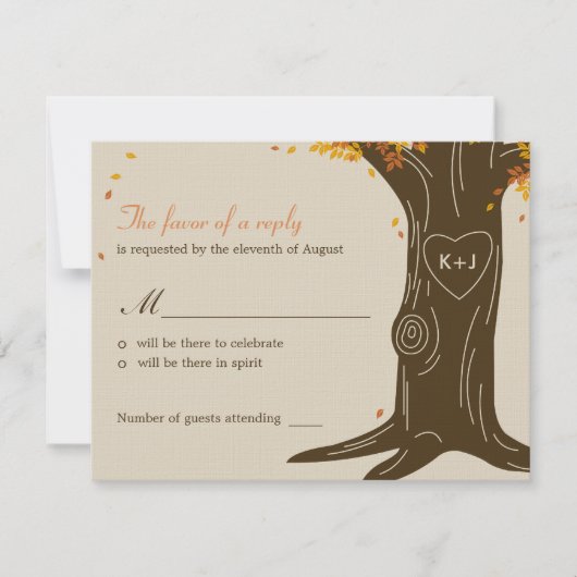 Oak Tree Fall Weddenschap RSVP / reactiekaart (Voorkant)