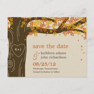 Oak Tree Fall Weddenschap Save the Date Briefkaart
