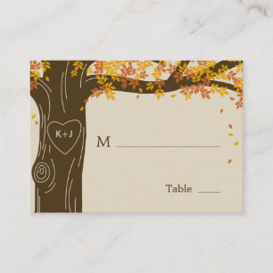 Oak Tree Fall Wedding Flat Place Cards Plaatskaartje