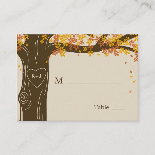 Oak Tree Fall Wedding Flat Place Cards Plaatskaartje (Voorkant)
