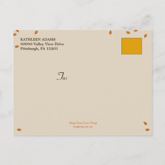 Oak Tree Fall Wedding Save the Date Briefkaart (Achterkant)