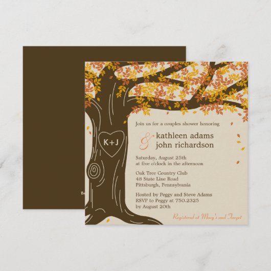 Oak Tree Fall Wedding Shower Uitnodiging (Voorkant / Achterkant)
