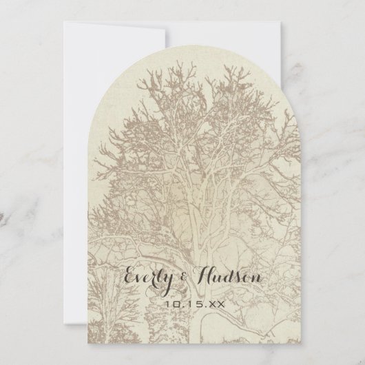 Oak Tree Forest Wedding Kaart (Achterkant)