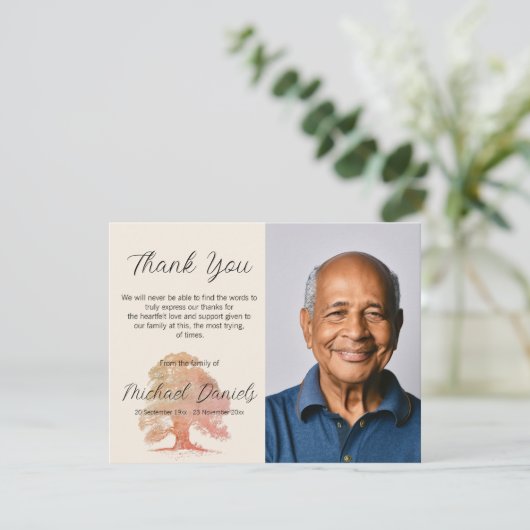 Oak Tree Funeral Dank je kaarten (Staand voorkant)