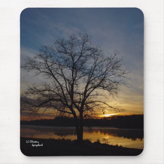 Oak Tree Lake Sunrise Mousepad Muismat (Voorkant)