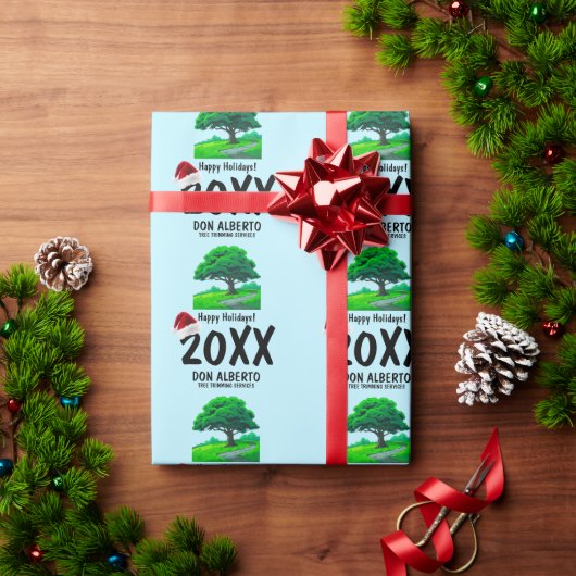 Oak Tree Logo | Santa Hat Happy Holidays Business Cadeaupapier (Feestdagen Geschenken)
